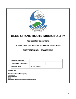 Request for Quotations SUPPLY OF GEO-HYDROLOGICAL SERVICES - bcrm gov