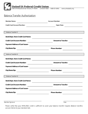 Balance Transfer Authorization Form