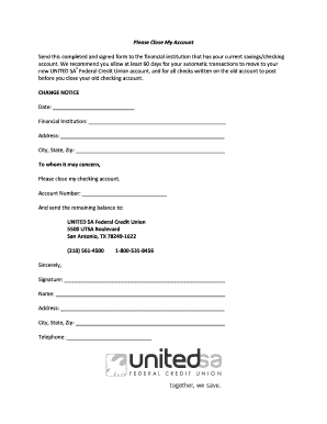 Account Closure Request Form