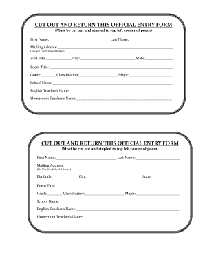 Poetry Contest Entry Form