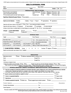 NYSED Health Appraisal Form