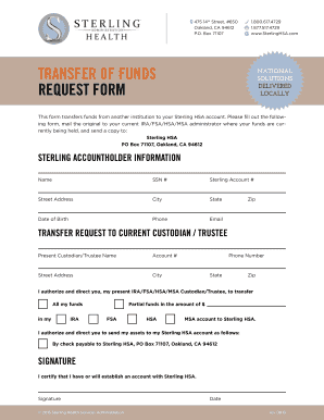 Sterling HSA Fund Transfer Request Form