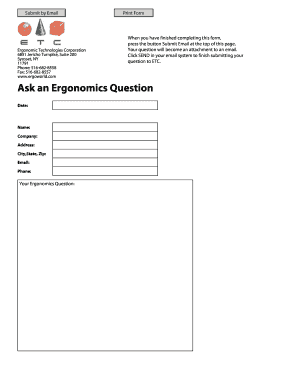 Ergonomic Technologies Question Form