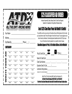 Classified Ad Order Form