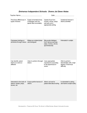 Drama Jot Down Notes