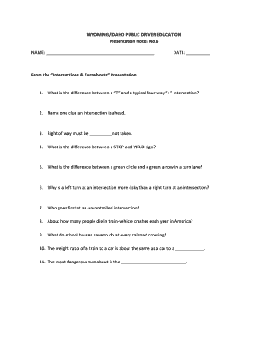Wyoming/Idaho Public Driver Education Presentation Notes
