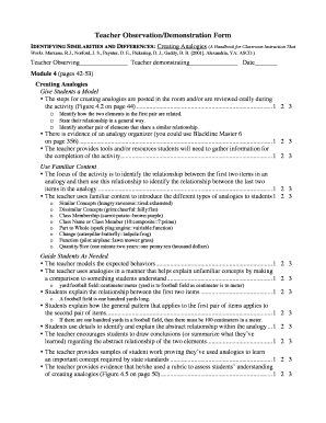 Teacher Observation Demonstration Form