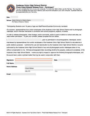 Photo/Video/Website Release Form