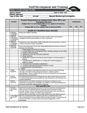Florida Baker Act Training Compliance Form