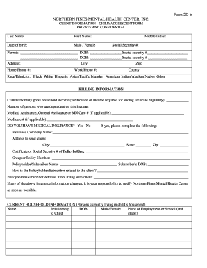 Client Information Child Adolescent Form