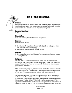 Be a Food Detective Activity Sheet