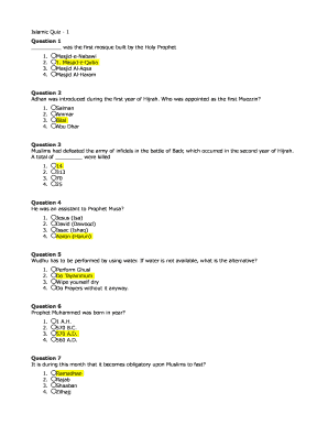 Islamic Quiz Form