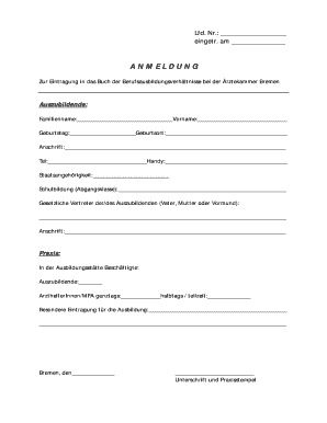 Ausbildungsvertrag für Medizinische Fachangestellte