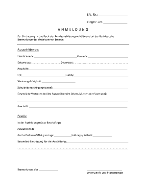 Berufsausbildungsvertrag für Medizinische Fachangestellte