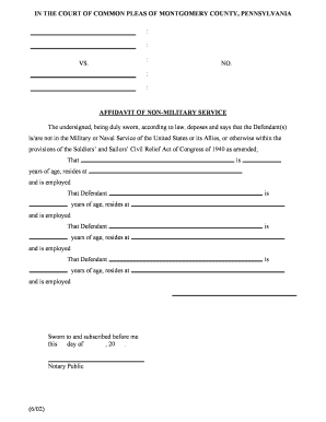 Affidavit of Non-Military Service