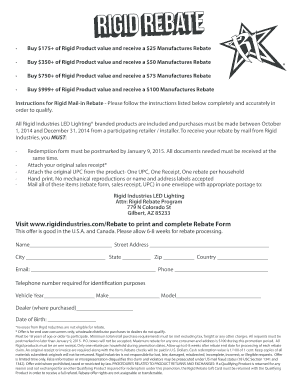 Rigid Mail-in Rebate Form