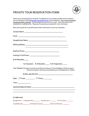 Private Tour Reservation Form