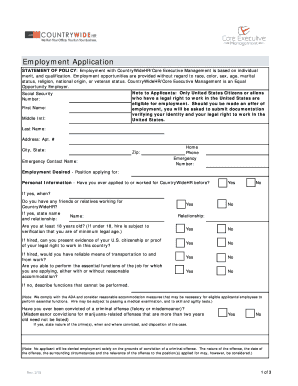 CountryWideHR Employment Application Form