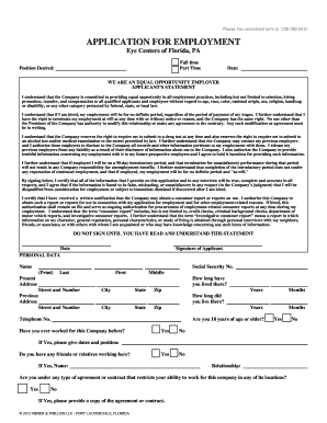 Eye Centers of Florida Employment Application