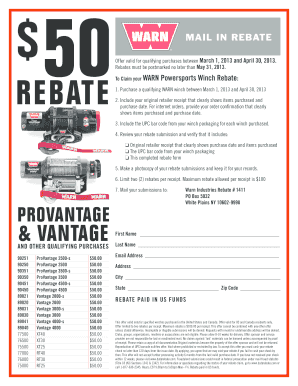 WARN Powersports Winch Rebate Form