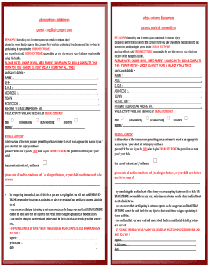 Urban Extreme Medical Consent Form