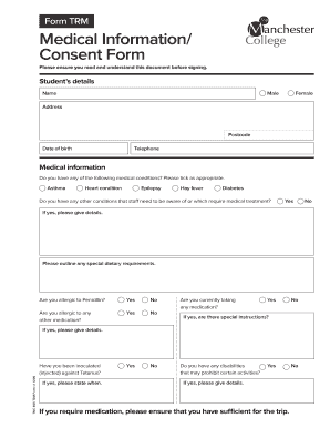Medical Information and Consent Form