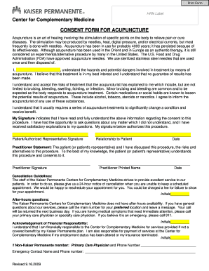 Acupuncture Consent Form