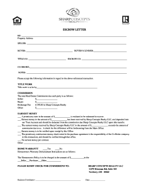 Escrow Letter for Real Estate Transaction