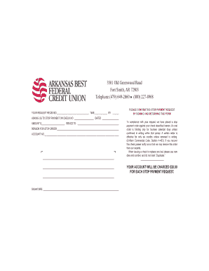 Stop Payment Request Form