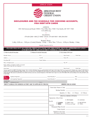 Arkansas Best Federal Credit Union Checking Account Application
