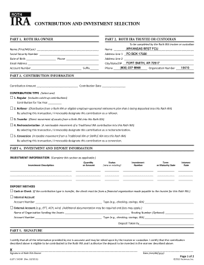 Roth IRA Contribution and Investment Selection Form