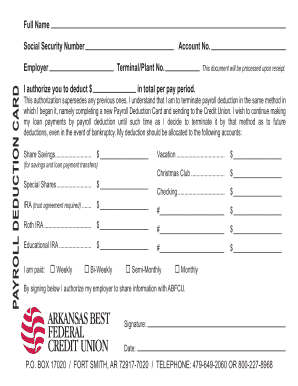 Payroll Deduction Card
