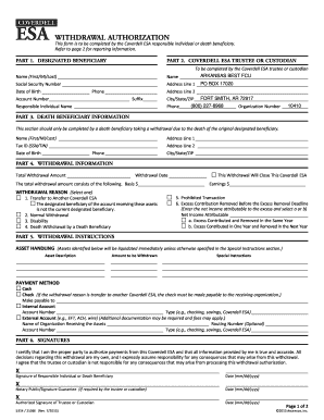 Coverdell ESA Withdrawal Authorization