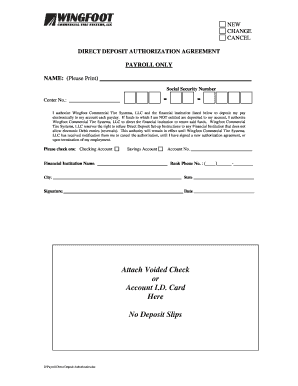 Direct Deposit Authorization Agreement