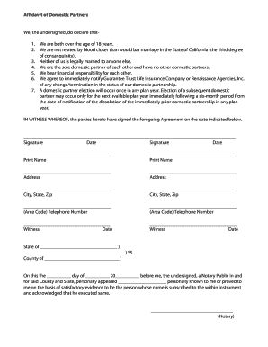 Affidavit of Domestic Partners