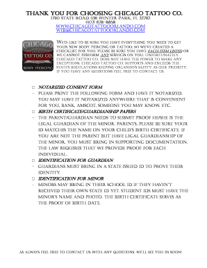 Florida Minor Tattoo Consent Form