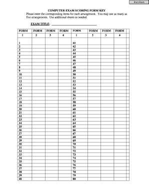 Computer Exam Scoring Form Key