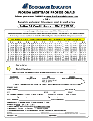Florida Mortgage Exam Answer Sheet