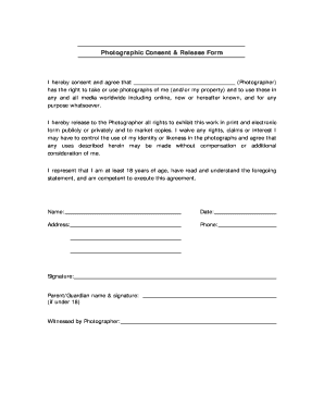 Photographic Consent & Release Form