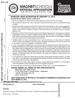 Magnet School Application Form