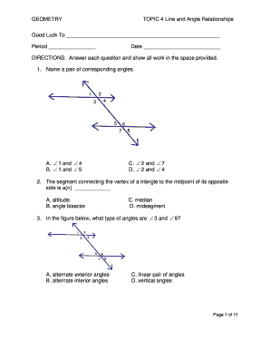 Geometry Test on Line and Angle Relationships