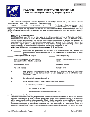 Financial Planning and Consulting Program Agreement