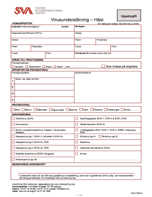 Virus Testing Form for Horses
