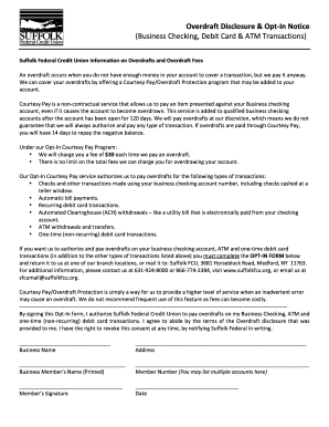 Overdraft Disclosure & Opt-In Notice