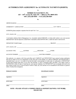 Authorization Agreement for Automatic Payments