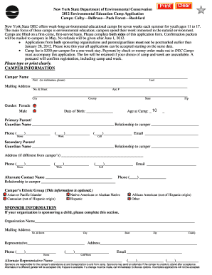 New York State Environmental Education Camp Application