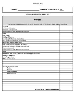 Nurse Expense Reimbursement Form
