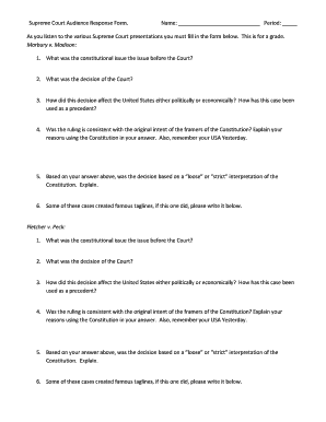 Supreme Court Audience Response Form
