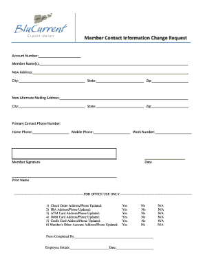 Member Contact Information Change Request Form