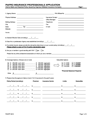 PIA Insurance Professionals Application